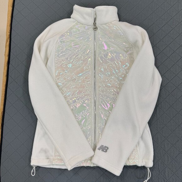 New Balance White Iridescent Zip Front Jacket Size Medium - Picture 2 of 11